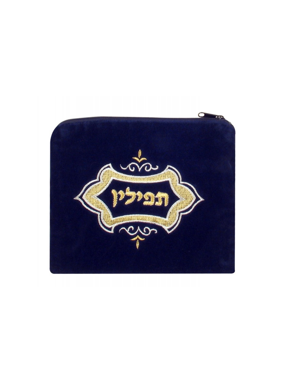 תיק תפילין קטיפה כחול כהה גיאומטרי ... | תיקים ומנשאים לתפילין
